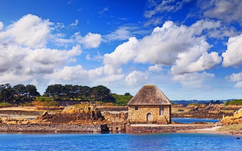 Berlot-Gezeiten-Mühlmühle, Brehat-Insel, Bretagne, Frankreich