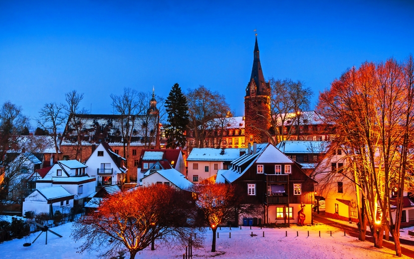 winterliches Erbach, Deutschland