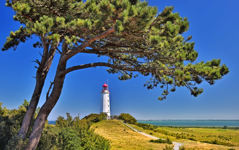 Dornbush Leuchtturm an der Nordküste der Insel Hiddensee