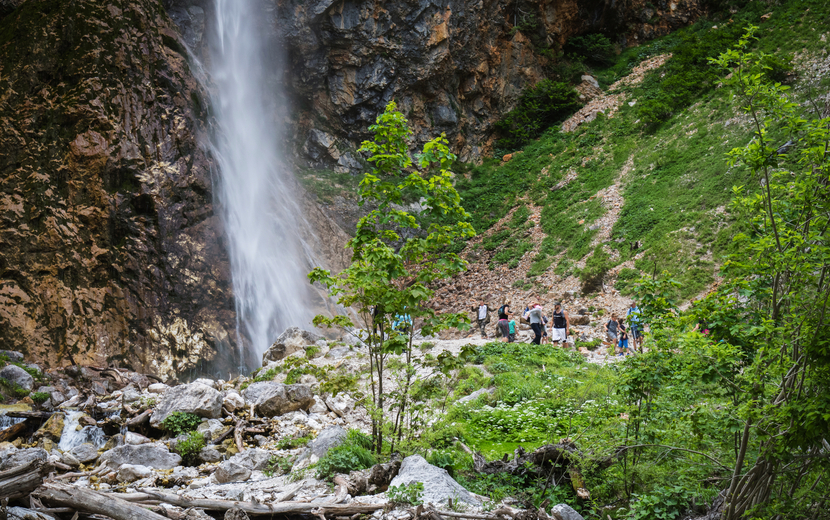 Rinka Wasserfall im Logar-Tal in Slowenien